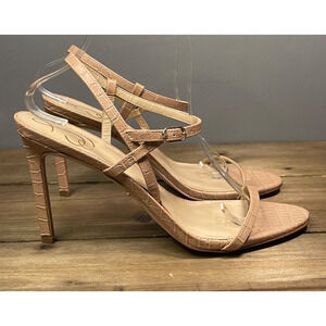 Sam Edelman Women's Doran Stiletto Heel Sandals Size 10 Maple Beige Croc Buckle